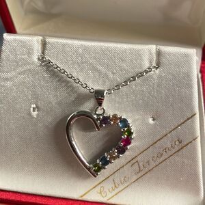 Hearts Cubic zirconia necklace heart shaped new nwot Valentine’s Day